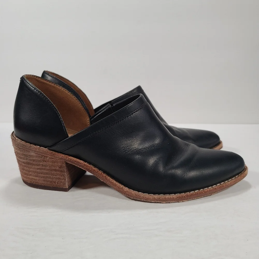 Madewell The Brady Lowcut Black Leather Boho Coastal Cowgirl Bootie Women Size 7